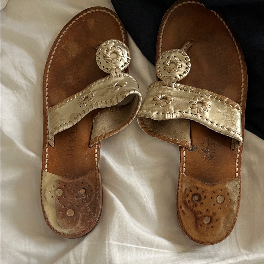 Jack Rogers Gold and Tan Sandals